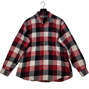 Eddie Bauer Men's Flannel Button Down Shirt Large Plaid Outdoor Ranch Western